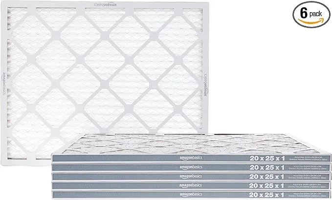 Amazon Basics Merv 8 AC Furnace Air Filter - 20'' x 25'' x 1'', 6-Pack