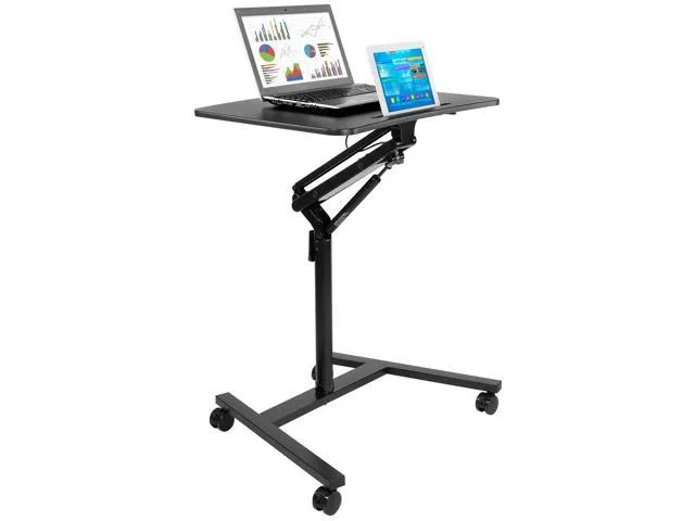 Mount-It! MI-7969 - Sit/standing Desk - Mobile - Rectangular - Black - Black