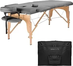 Saloniture Professional Portable Folding Massage Table with Carrying Case - Blue