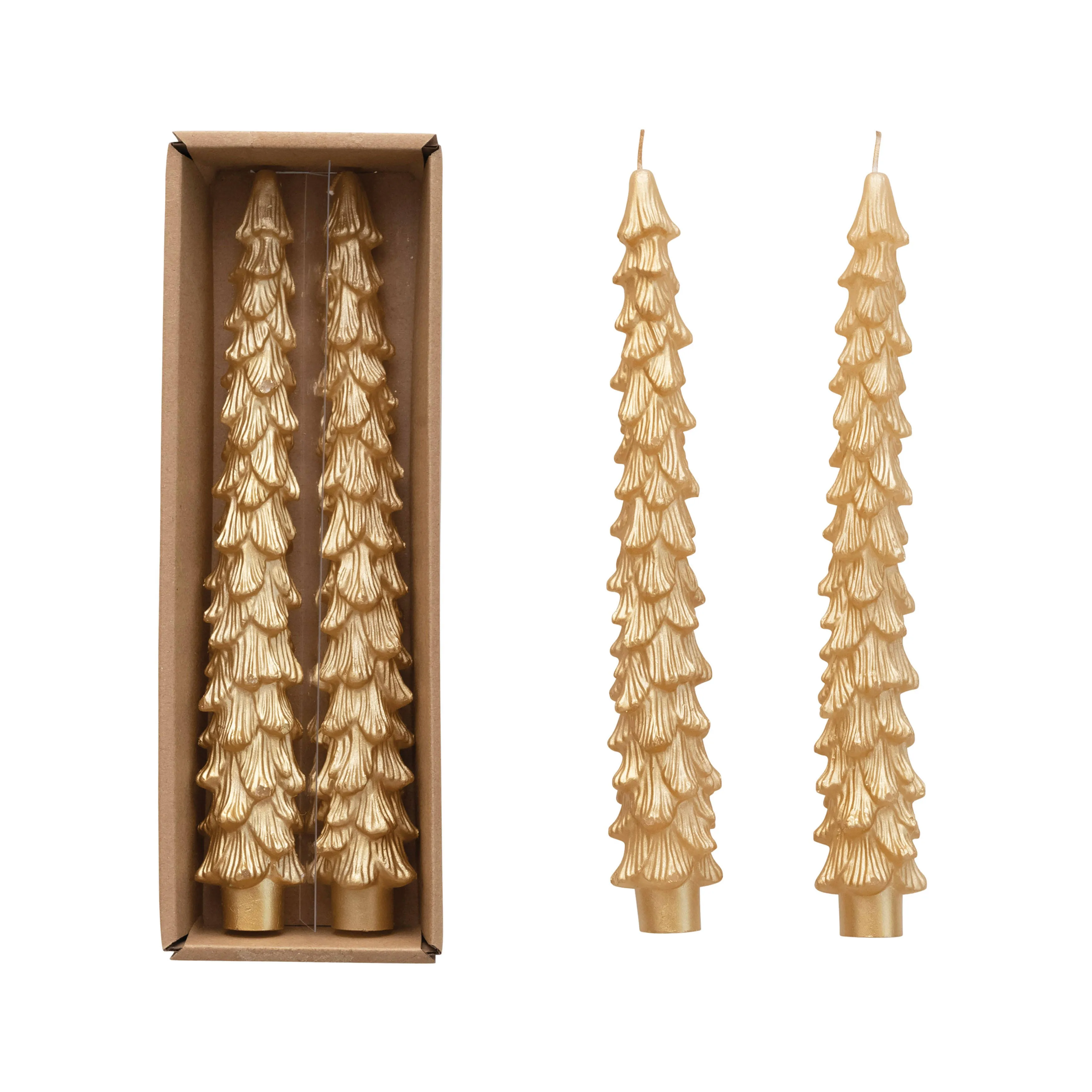 Marmalade Mercantile 10" Tree Shaped Unscented Taper Candles (Set of 2)