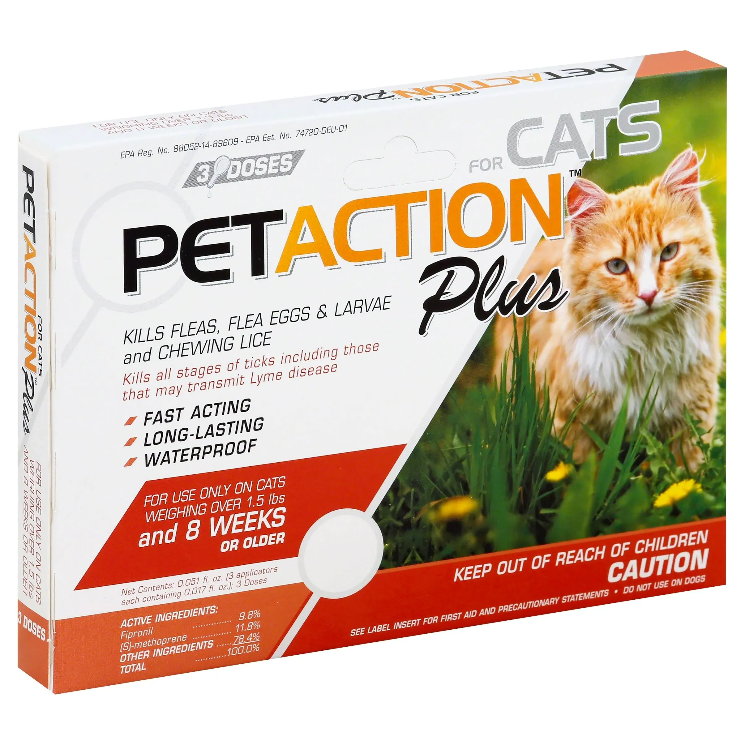 PetAction Plus Flea and Tick Treatment for Cats, over 1.5 lbs