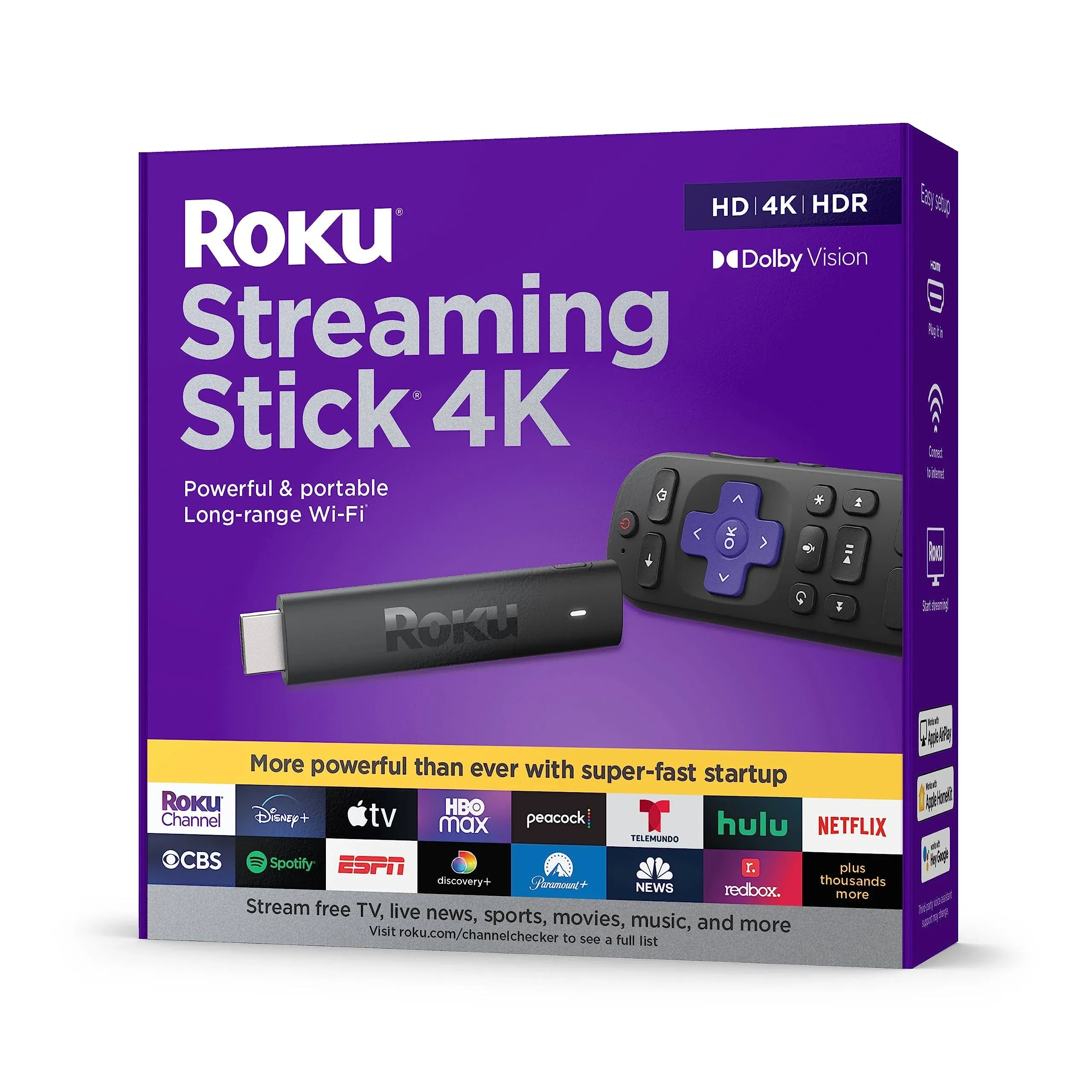 Roku Streaming Stick 4K+ Streaming Device 4K/HDR/Dolby Vision with Roku Voice Remote Pro