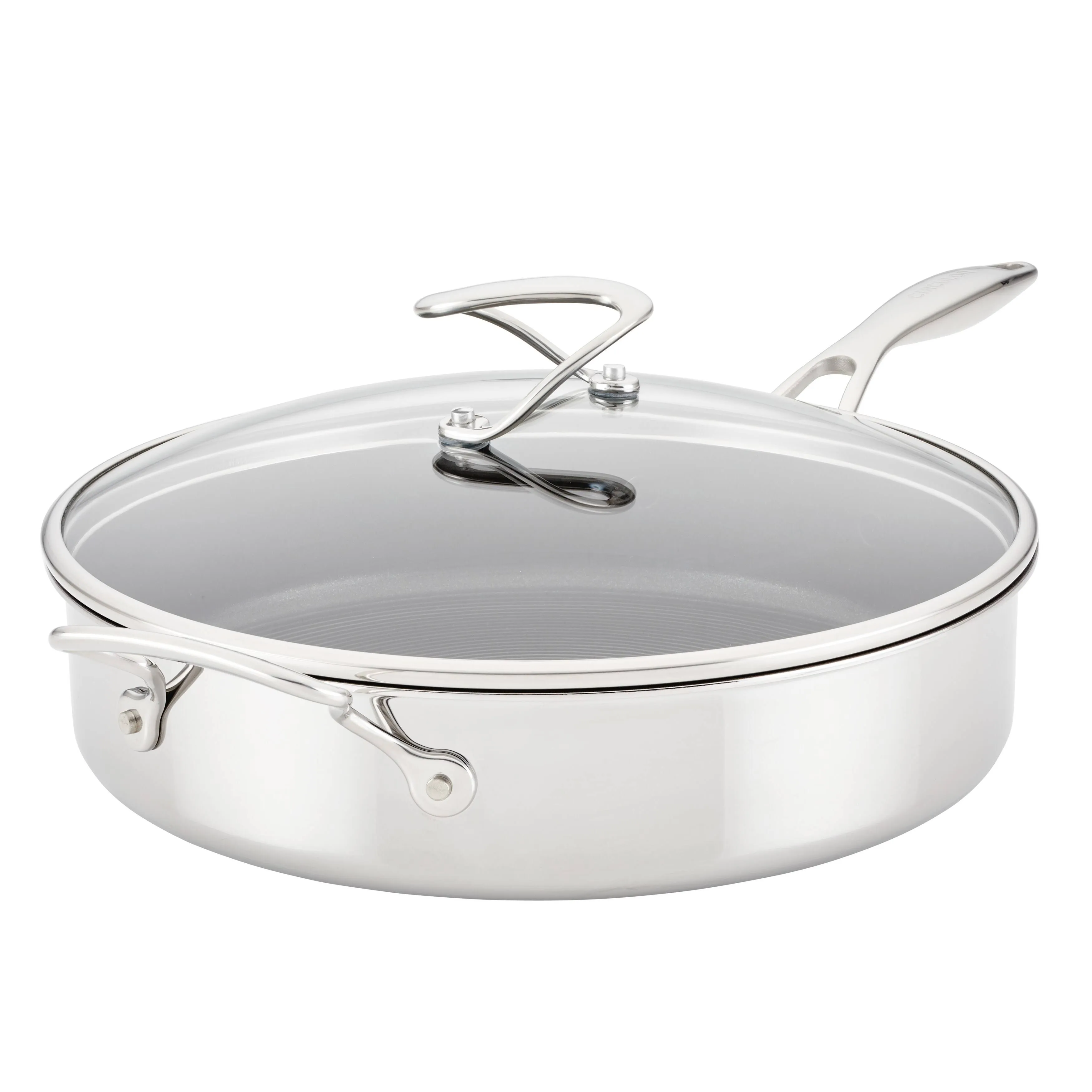 Circulon Clad Stainless Steel Sauté Pan with Lid and Hybrid Steel Shield with Non-stick Technology · 5 QT