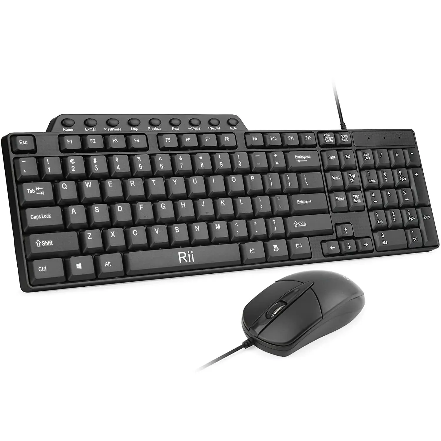 (2PACK) Wired Keyboard and Mouse,RK203 Ultra Full Size Slim USB Basic Wired K...