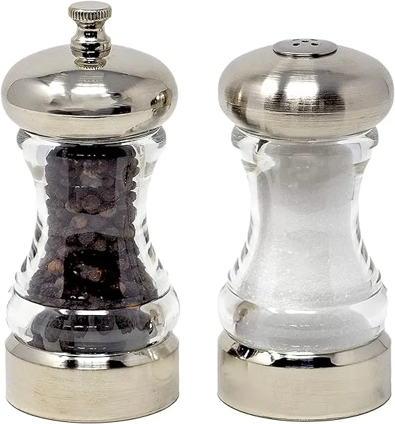 Olde Thompson 4.5" Monterey Acrylic Salt Shaker & Pepper Mill Set, Adjustable Pepper Grinder