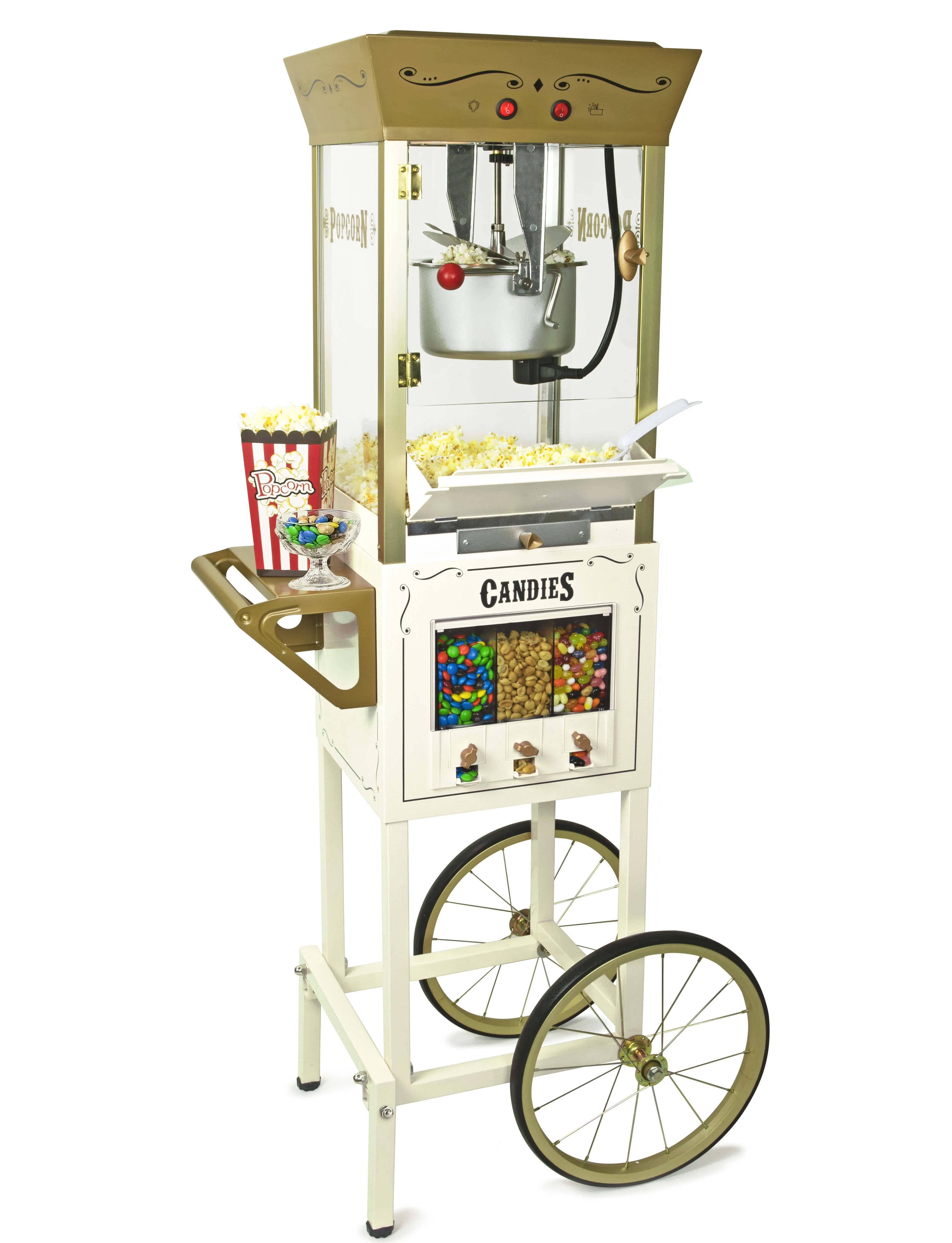 Nostalgia 53-Inch Popcorn Cart with Candy Dispenser