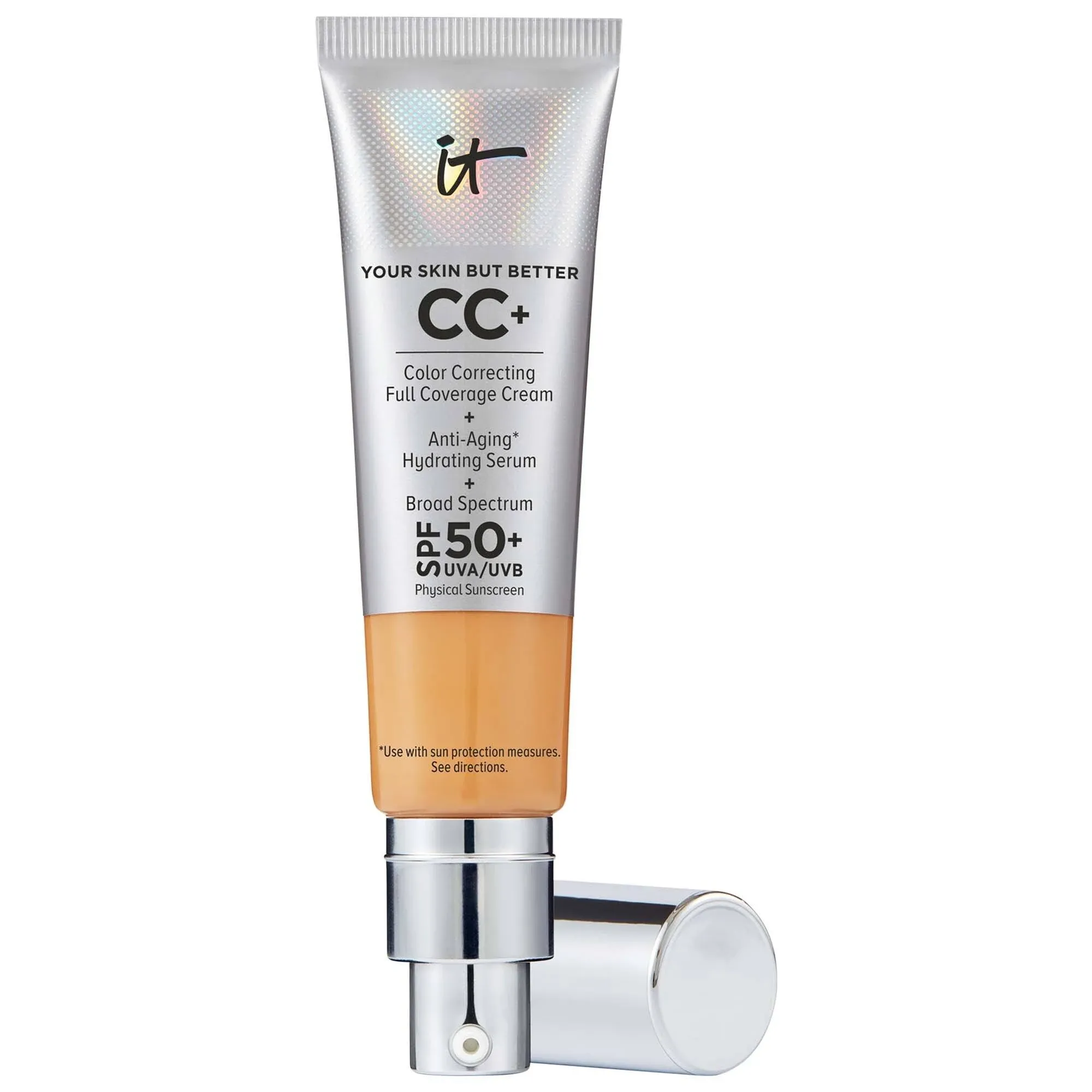 IT Cosmetics Your Skin But Better CC+ Cream - Color Correcting Cream, Full-Coverage Foundation, Hydrating Serum & SPF 50+ Sunscreen - Natural Finish - 1.08 fl oz