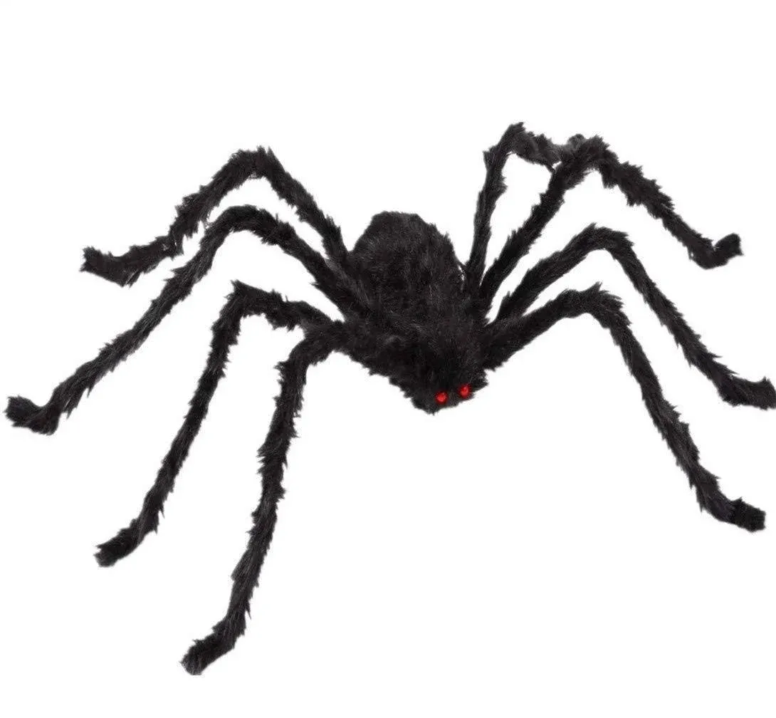 Halloween Decorations Big Spider 4.9 Ft Black Soft Hairy Scary Spider Fake Large Pops for Halloween Outdoor Yard Party