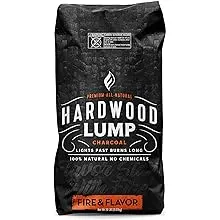 Fire & Flavor Premium All Natural Hardwood Lump Charcoal - Lump Charcoal for Grilling - Lump Charcoal for Smoker - Clean Burning Oak and Mesquite Charcoal Blend - 20lbs