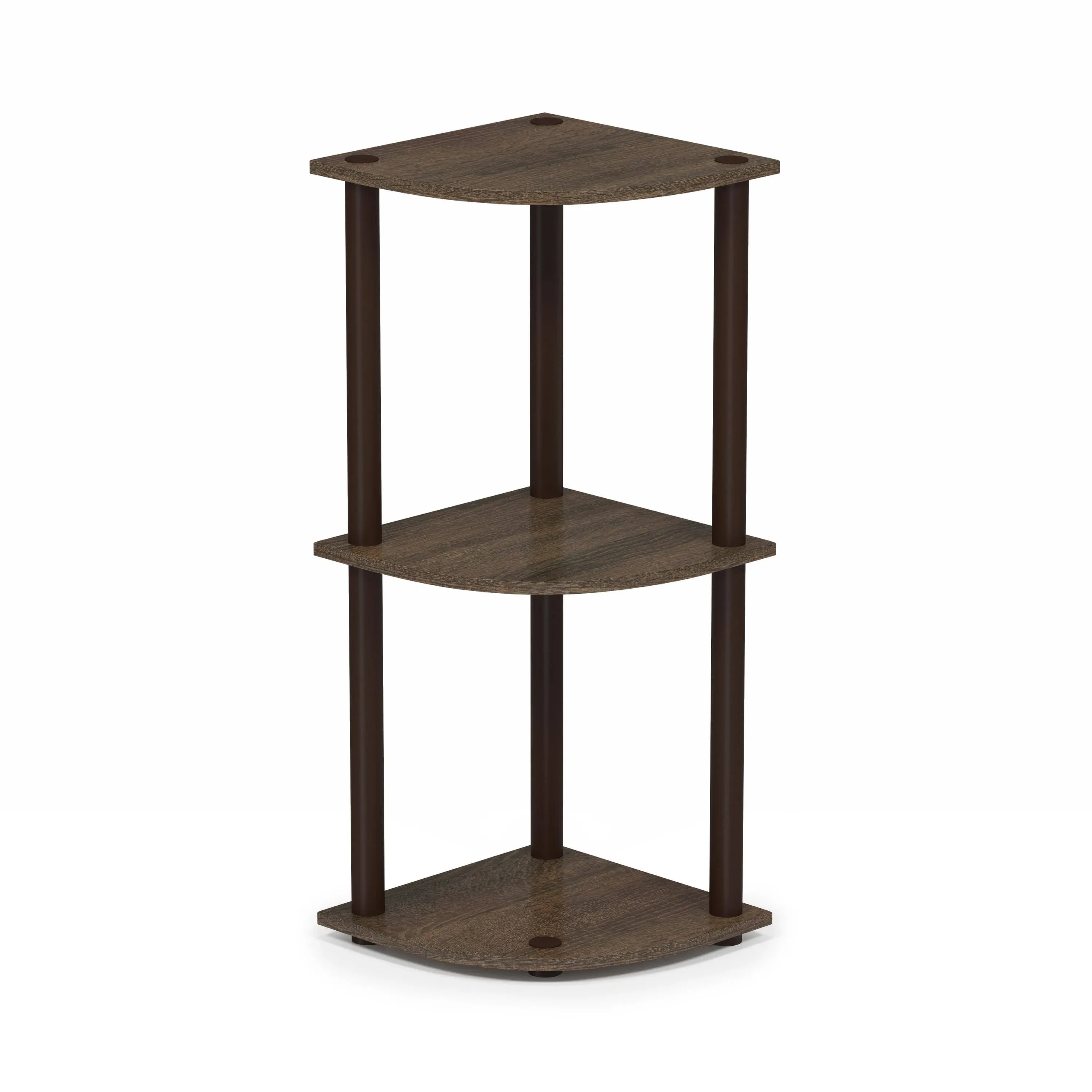 Furinno Turn-N-Tube 3-Tier Corner Display Rack Multipurpose Shelving Unit, Dark Cherry/Black