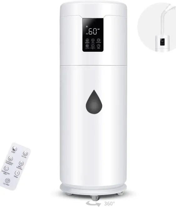 Humidifiers for Large Room Home Bedroom 2000 sq.ft. 17L/4.5Gal Large Humidifier with Extension Tube & 4 Speed Mist,Top Fill Wholehouse Humidifier with 360°Nozzle for Plant Office Commercial Greenhouse