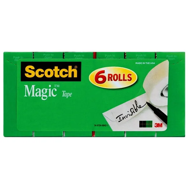 Scotch Magic  Invisible Tape Refill, 3/4" x 22.2 yds., 6-Pack (810S6)