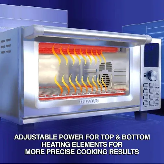 Four intelligent pour grille-pain pour friteuse à air Bravo de Nuwave, convection de comptoir 12 en 1, capacité XL de 30 pintes, commandes de 50 ° à 500 °F, réglages de chauffage supérieur et inférieur 0 % à 100 %, aspect acier inoxydable brossé (renouve