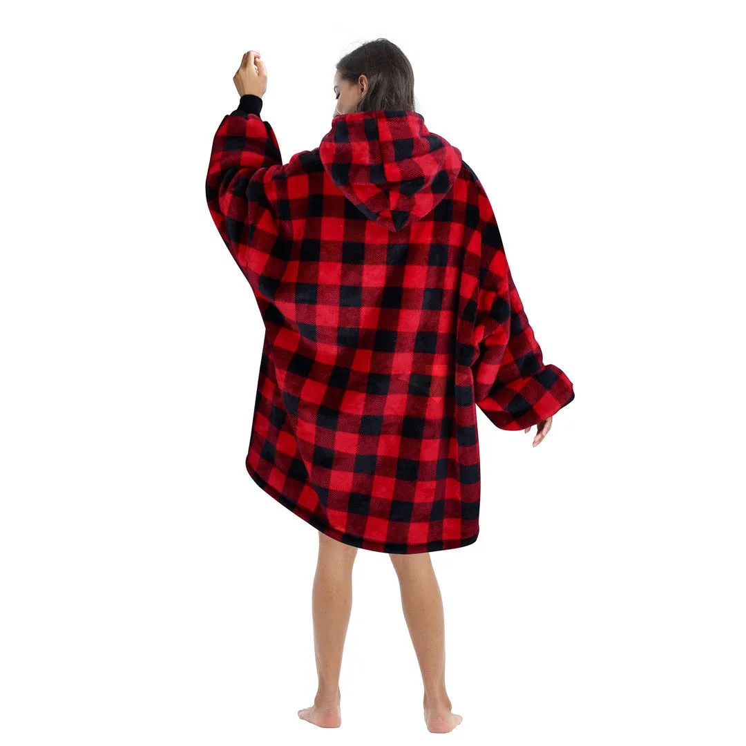 Catalonia Oversized Blanket Hoodie Sweatshirt, Wearable Sherpa Lounging Pullover for Adults Women Men