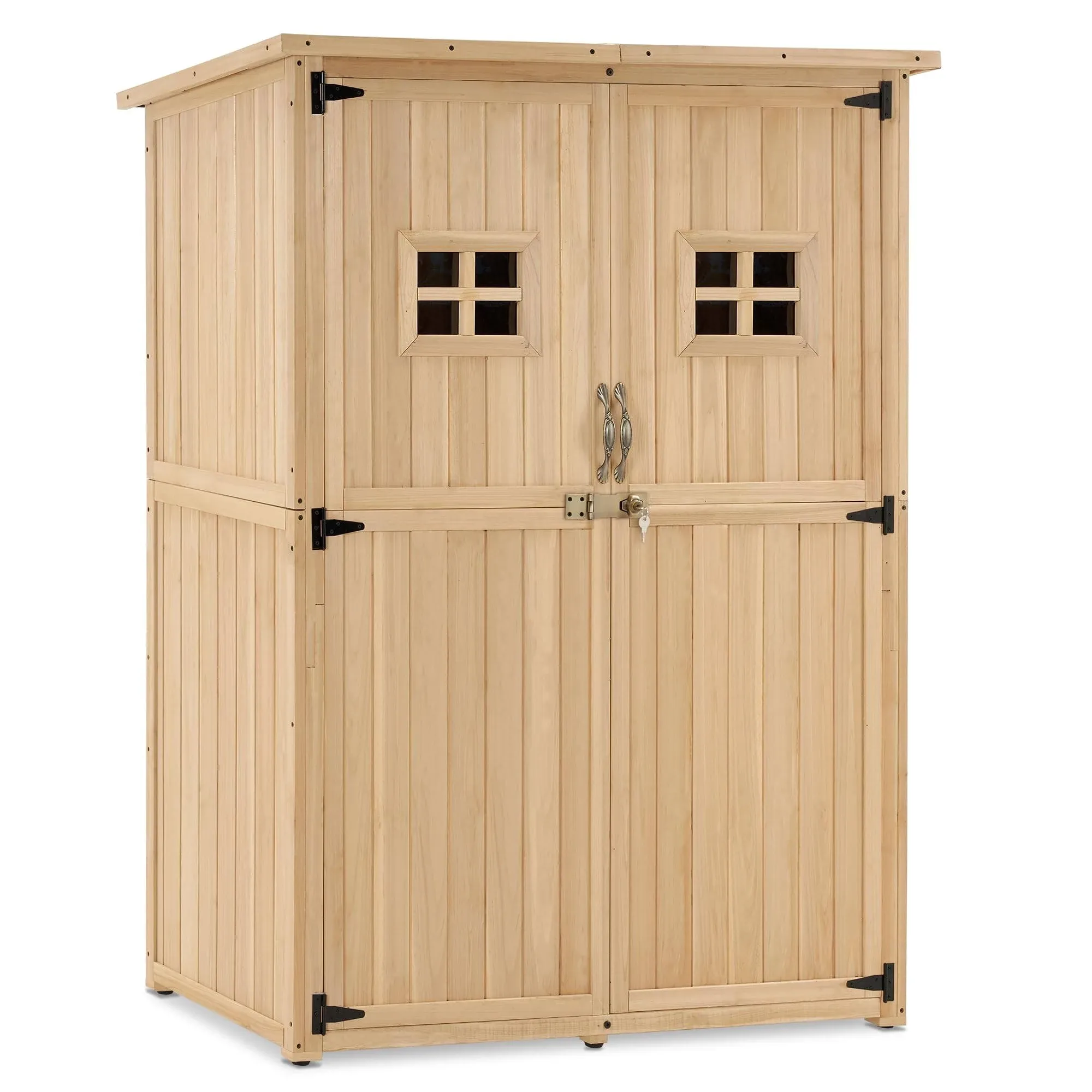 Lovupet Large Outdoor Storage Shed with 2 Shelves, Garden Tool Shed 6056-1911