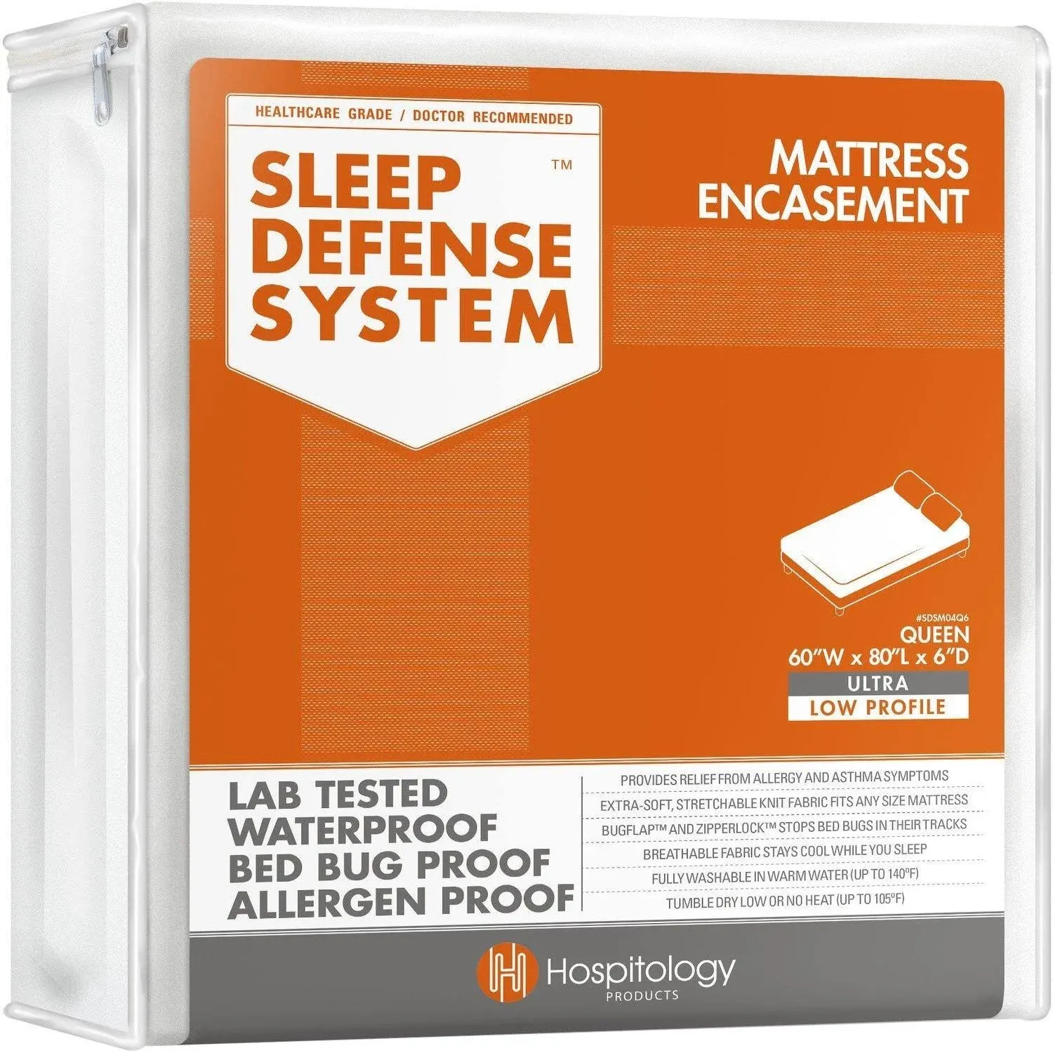 HOSPITOLOGY PRODUCTS Mattress Encasement - Zippered Bed Bug Dust Mite Proof H...