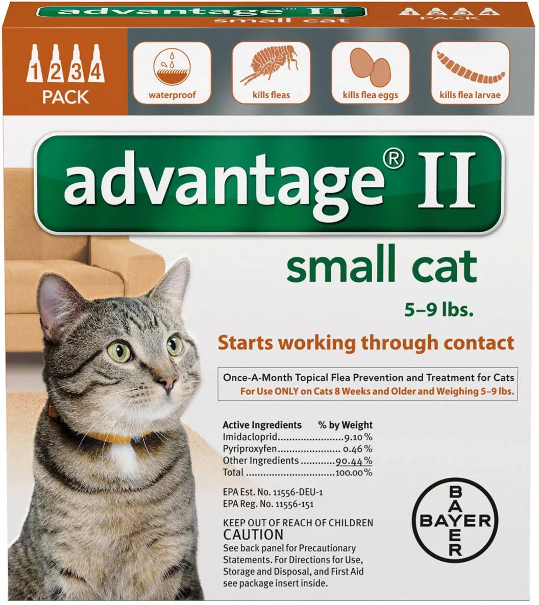 4 Month Supply of Advantage II for Cats under 9 lb