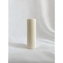 2 Pack Ribbed Pillar Soy Wax Scented Candle for Home Decoration Birthday Wedding Christmas (Ribbed Pillar Candle White)