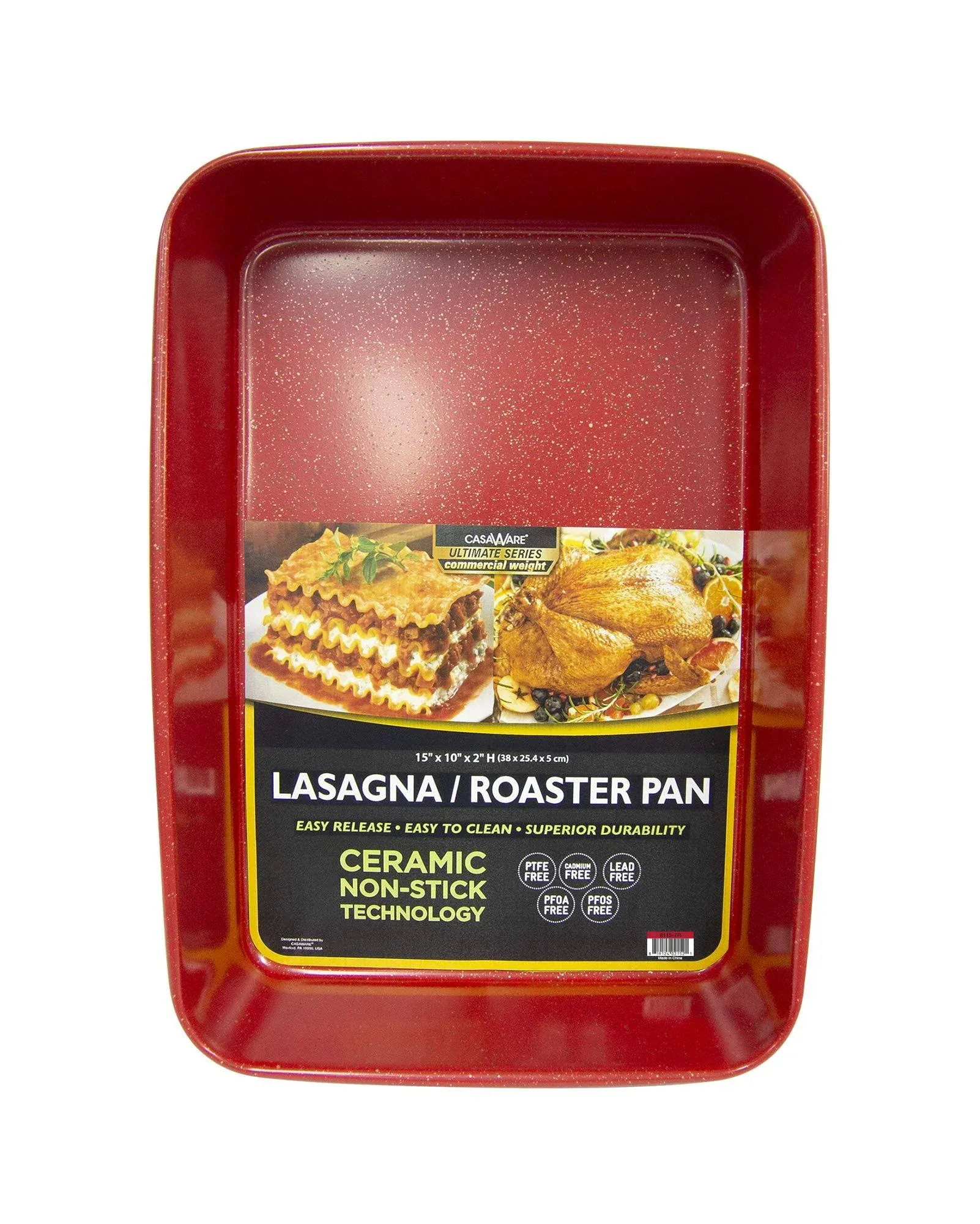 casaWare Ultimate Series Ceramic Non-Stick Lasagna/Roaster Pan - Red 15 x 10 in