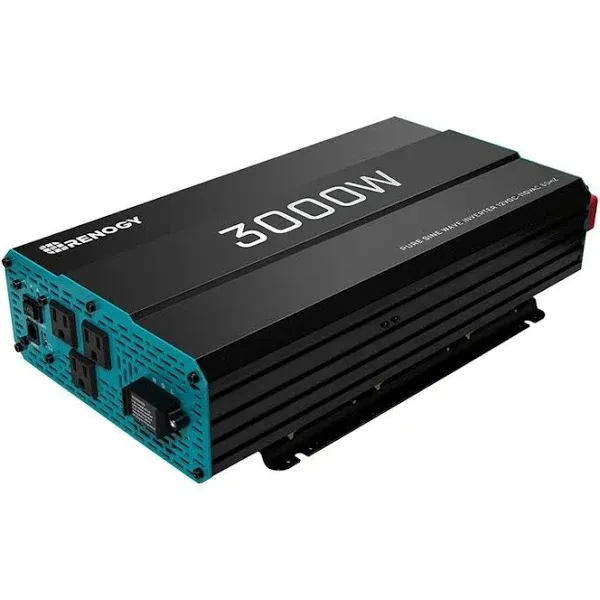 Renogy 3000W Pure Sine Wave Inverter 12V DC to 120V AC Converter for Home, RV, Truck, Off-Grid Solar Power Inverter with Built-in 5V/2.1A USB, AC Hardwire Port, Remote Controller