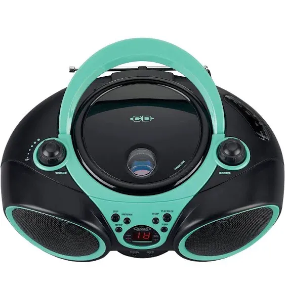 Jensen CD-490 Portable Sport Stereo CD Player Boombox with AM/FM Radio, Aux Line-in & Headphone Jack (Limited Edition Colors) (Aqua Teal)