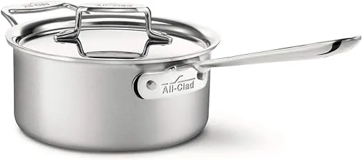 All-Clad D5 5-Ply Stainless Steel Sauce Pan with Lid 3 Quart Induction Oven Broil Safe 600F Pots and Pans, Cookware