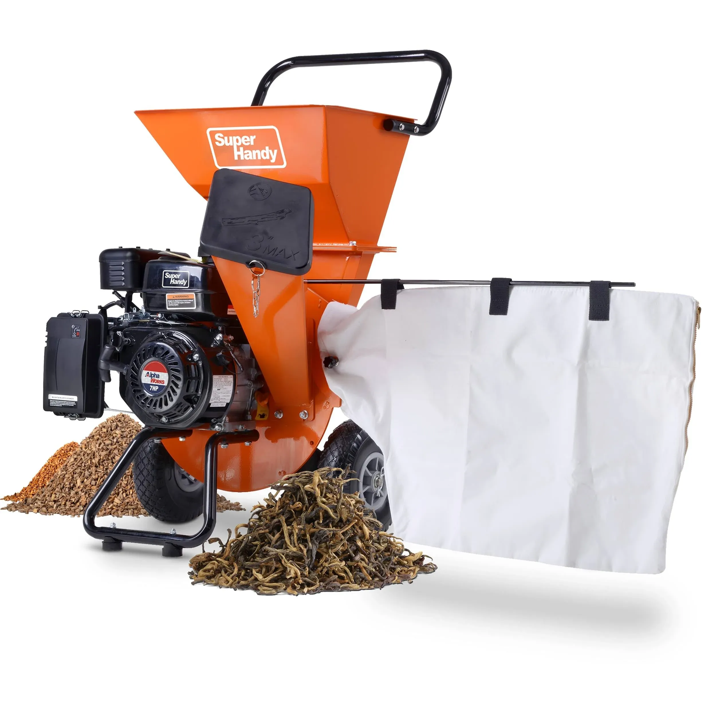 SuperHandy Wood 3-in-1 Chipper Shredder Mulcher: 3-inch, Heavy-Duty 7HP