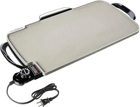 Presto Ceramic 22-inch 07062 Electric Griddle with removable handles, Black, One Size