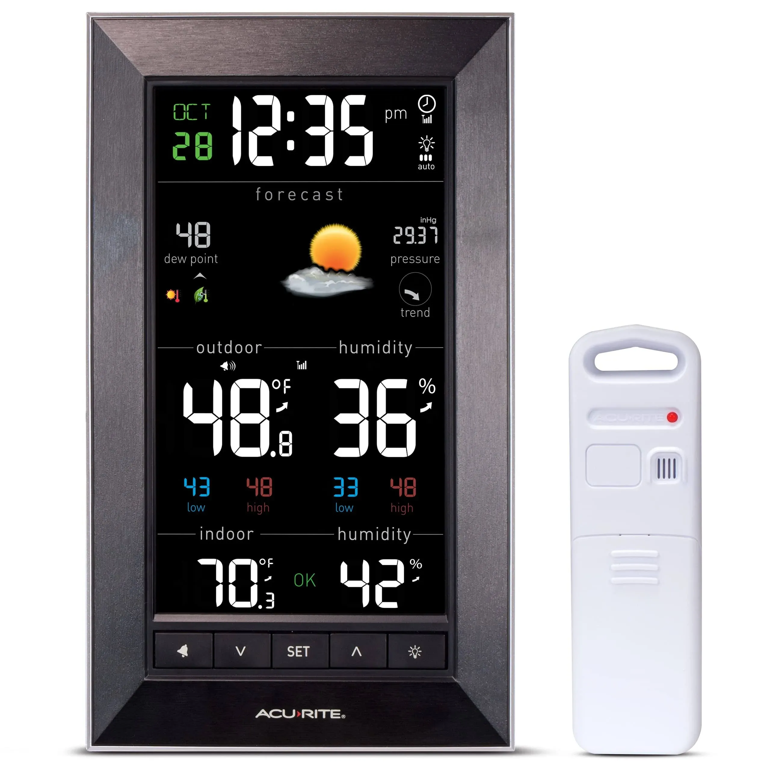 AcuRite Home Weather Station with Vertical Color Display, Wireless Outdoor Thermometer for Indoor/Outdoor Temperature and Humidity (01121M)