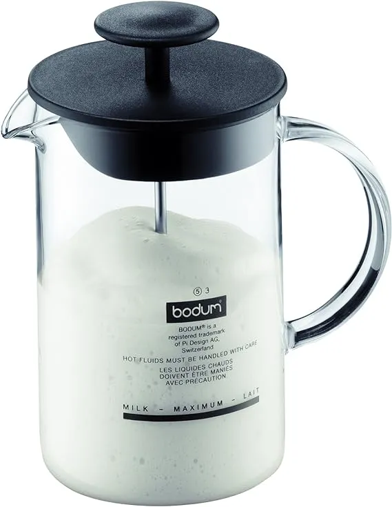 Bodum Latteo Manual Milk Frother, 8 Ounce, Black 