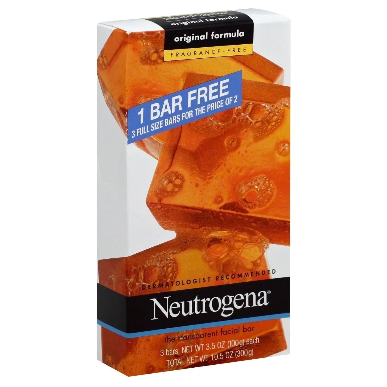 Neutrogena Facial Bar, Fragrance Free, Original Formula - 3 pack, 3.5 oz bars