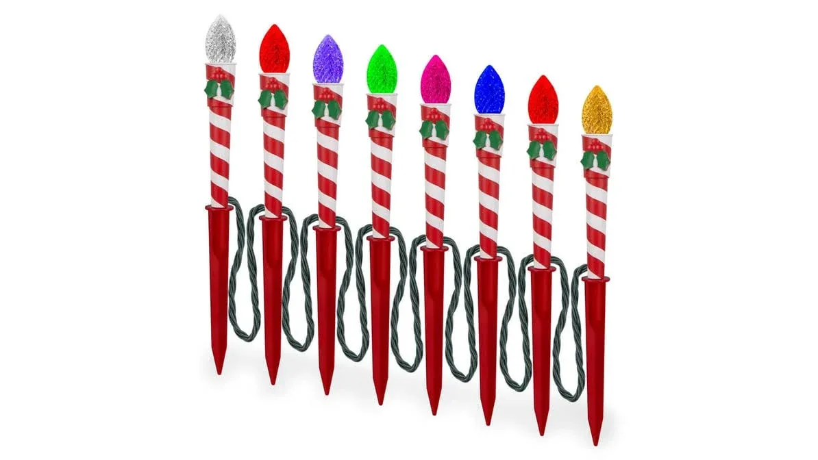 Gemmy ColorMotion Candy Stripe Pathway Markers Set