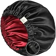 YANIBEST Bonnet en Satin pour Dormir, Bonnets pour Cheveux pour Femmes et Hommes, Bonnet Soyeux Ajustable à Double Couche pour Cheveux Tressés Bouclés