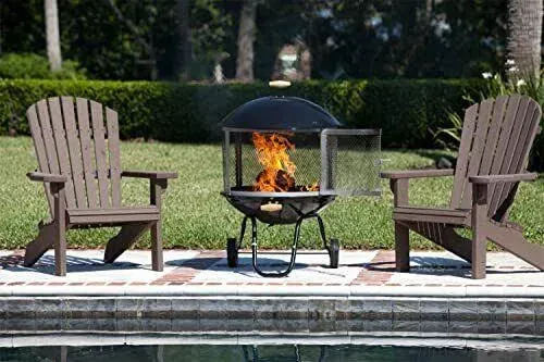  01471 Fire Pit Bessemer Rolling Patio Fireplace Wooden Bonfire Porcelain 