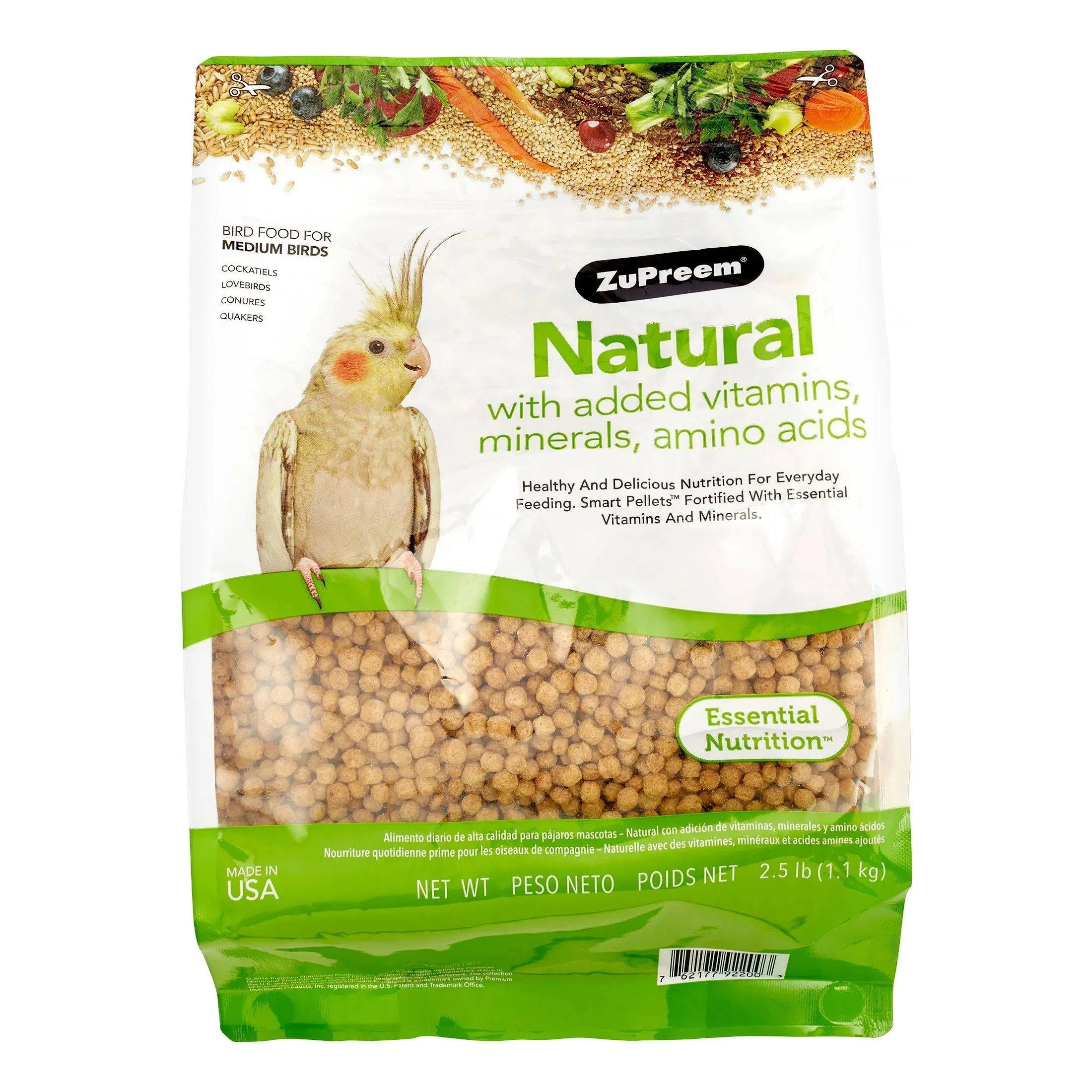 ZuPreem Natural with Added Vitamins, Minerals, Amino Acids Bird Food for Medi...