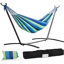 FDW Double Hammock Stands Portable Hammock Stand Heavy Duty Steel Stand for Outdoor Patio or Indoor (Blue)FDW Double Hammock Stands Portable Hammock Stand H…