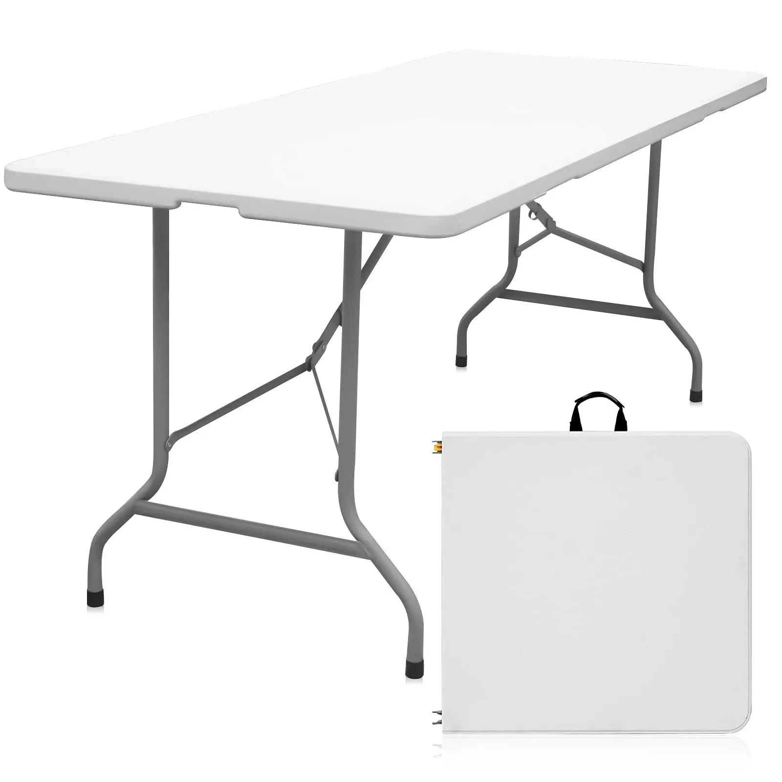 Byliable Folding Table 6ft Portable Heavy Duty Plastic Fold-in-Half Utility Foldable Table Plastic Dining Table Indoor Outdoor for Camping, Picnic