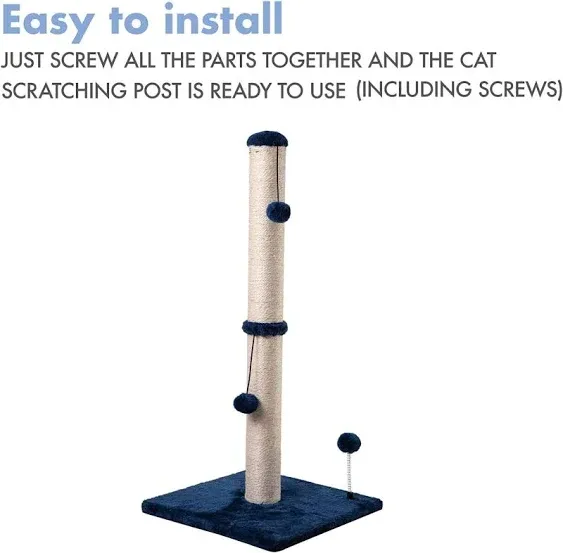 MECOOL 34? Tall Cat Scratching Post Premium Basics Kitten Scratcher Sisal Scratch Posts Trees with Hanging Ball For Indoor Cats