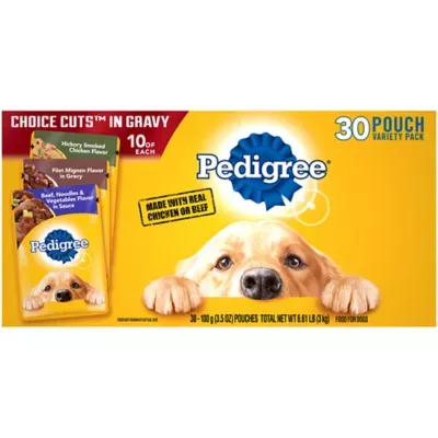 Pedigree Choice Cuts in Gravy Adult Wet Dog Food Variety Pack (30) 3.5 oz Pouches