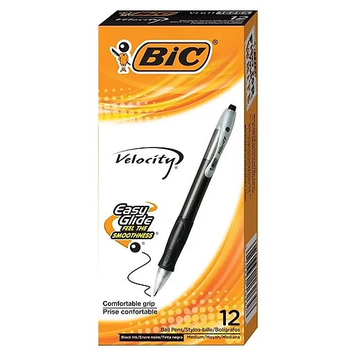 Bic Velocity Ballpoint Retractable Pen Blue Ink 1.6mm Bold Dozen