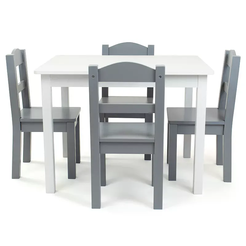 Humble Crew, Grey/Blue/Green/Yellow Kids Wood Table and 4 Chairs Set