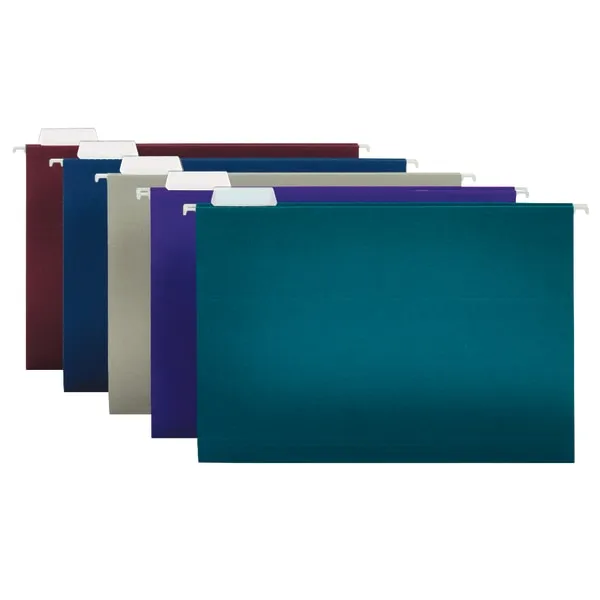 Office Depot® Brand 2-Tone Hanging File Folders, 1/5 Cut, 8 1/2" x 14", Legal Size, Assorted Colors, Box Of 25 Folders