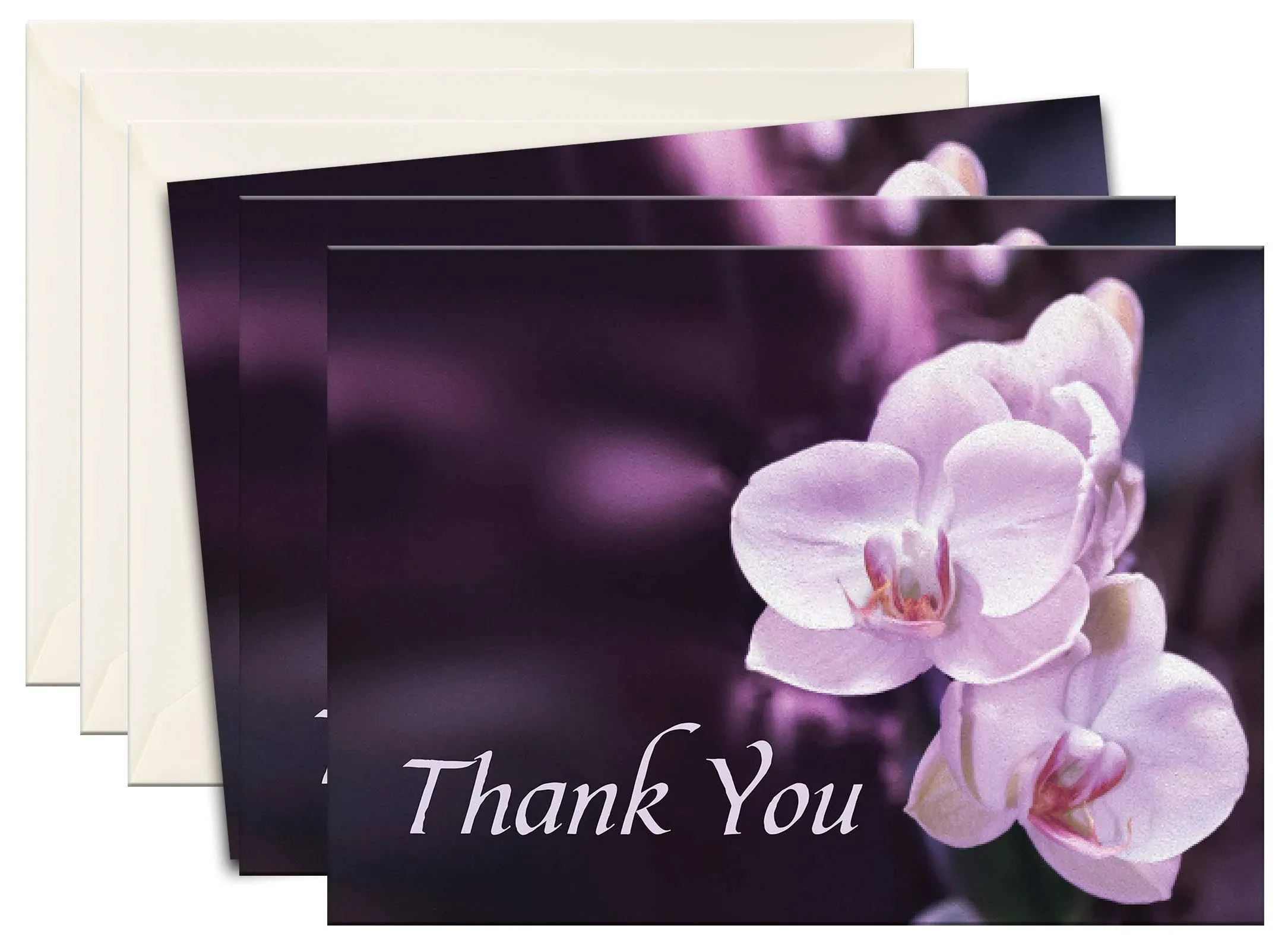 MPC Brands Funeral Thank You Cards - Sympathy Bereavement Thank You Cards With Envelopes - Message Inside (25, Purple Orchid)