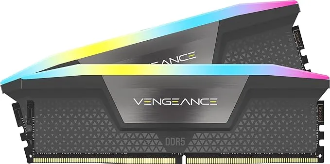 CORSAIR VENGEANCE RGB DDR5 64GB (2x32GB) DDR5 5600MHz CL36 AMD EXPO Intel XMP iCUE Compatible Computer Memory – Gray (CMH64GX5M2B5600Z36K)