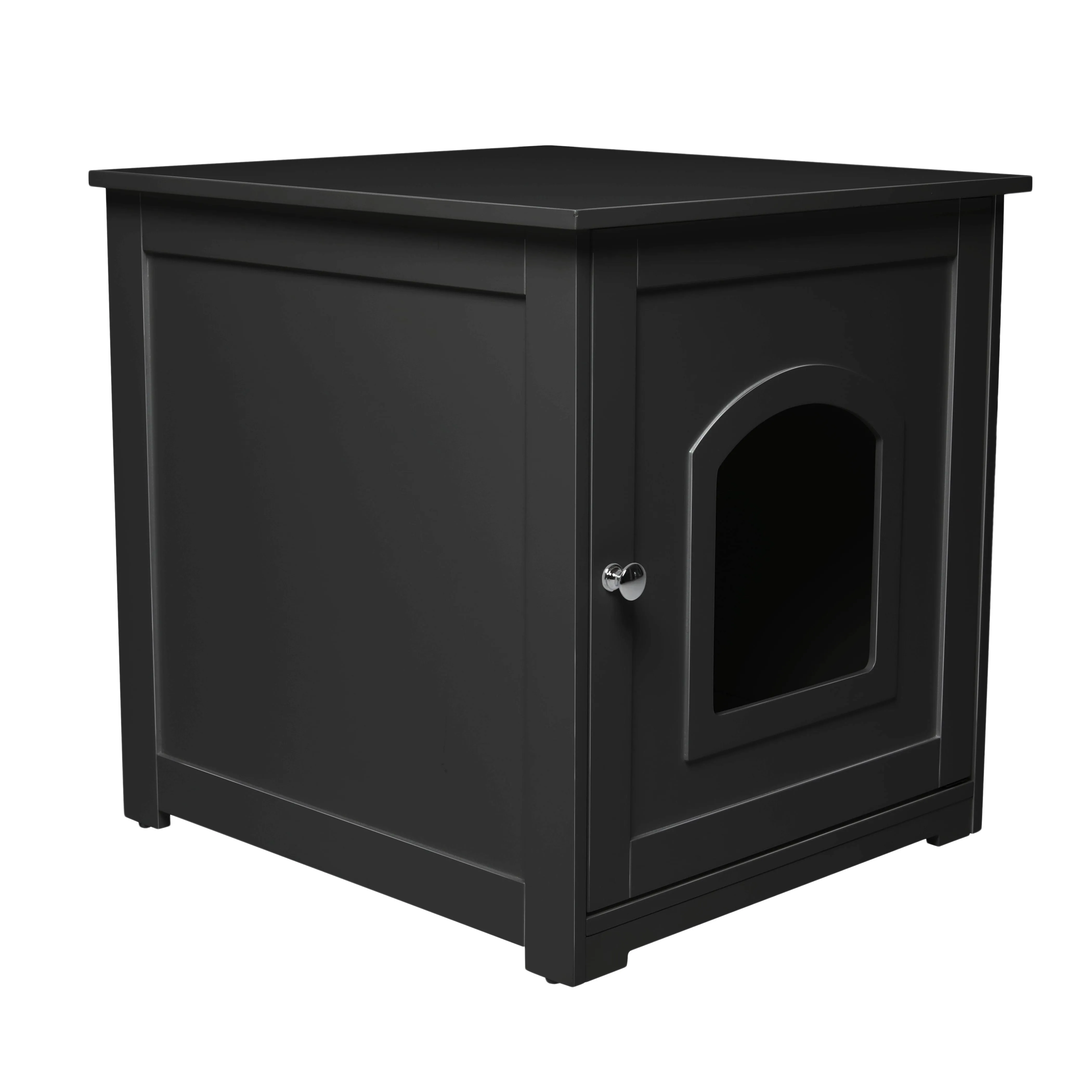 zoovilla Kitty Litter Cabinet – Hidden Litter Box Furniture, Black For house-...