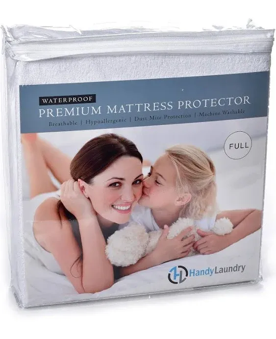 Full Mattress Protector - Waterproof, Breathable, Blocks Allergens, Smooth Soft