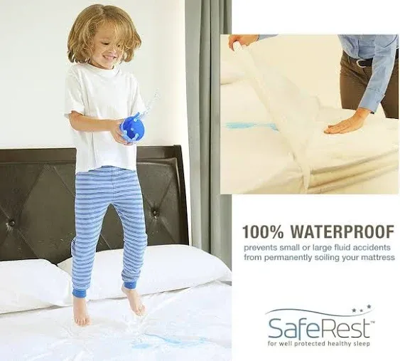 Saferest Zippered Mattress Protector Premium Waterproof Mattress Cover for Bed