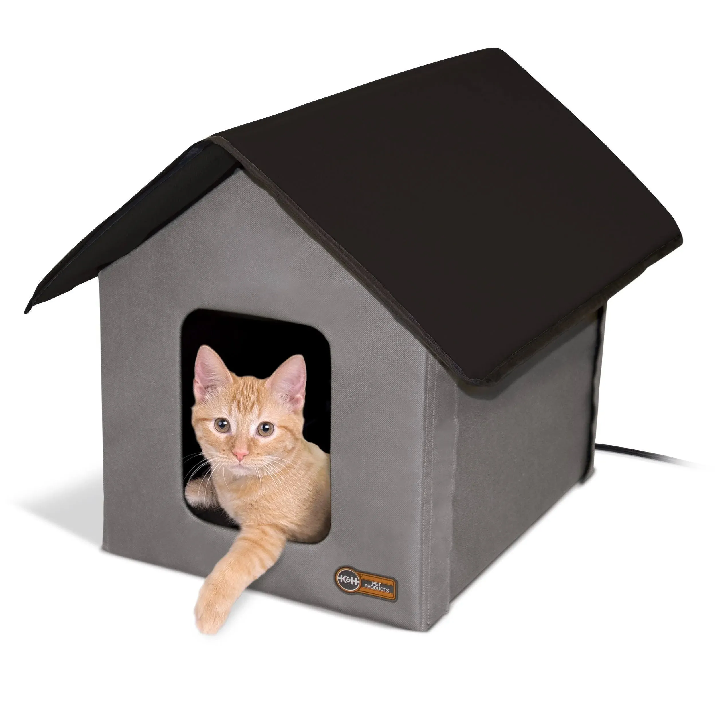 KH Manufacturing KH Mfg Heated Gray/Black Outdoor Kitty House