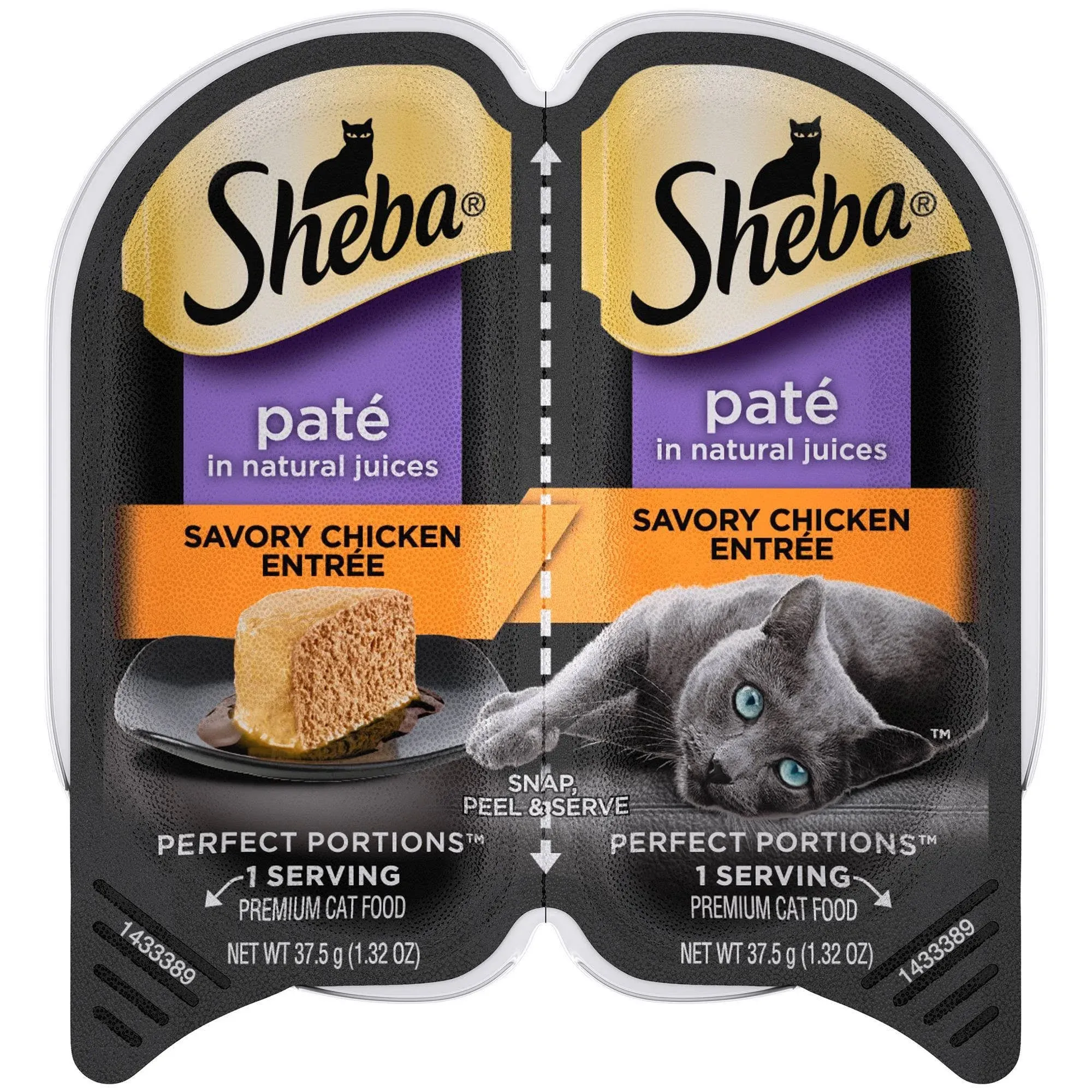 Sheba Perfect Portions Wet Cat Food Pate in Natural Juices Signature Savory Chicken Entree, 2.6 oz. Twin-Pack Trays