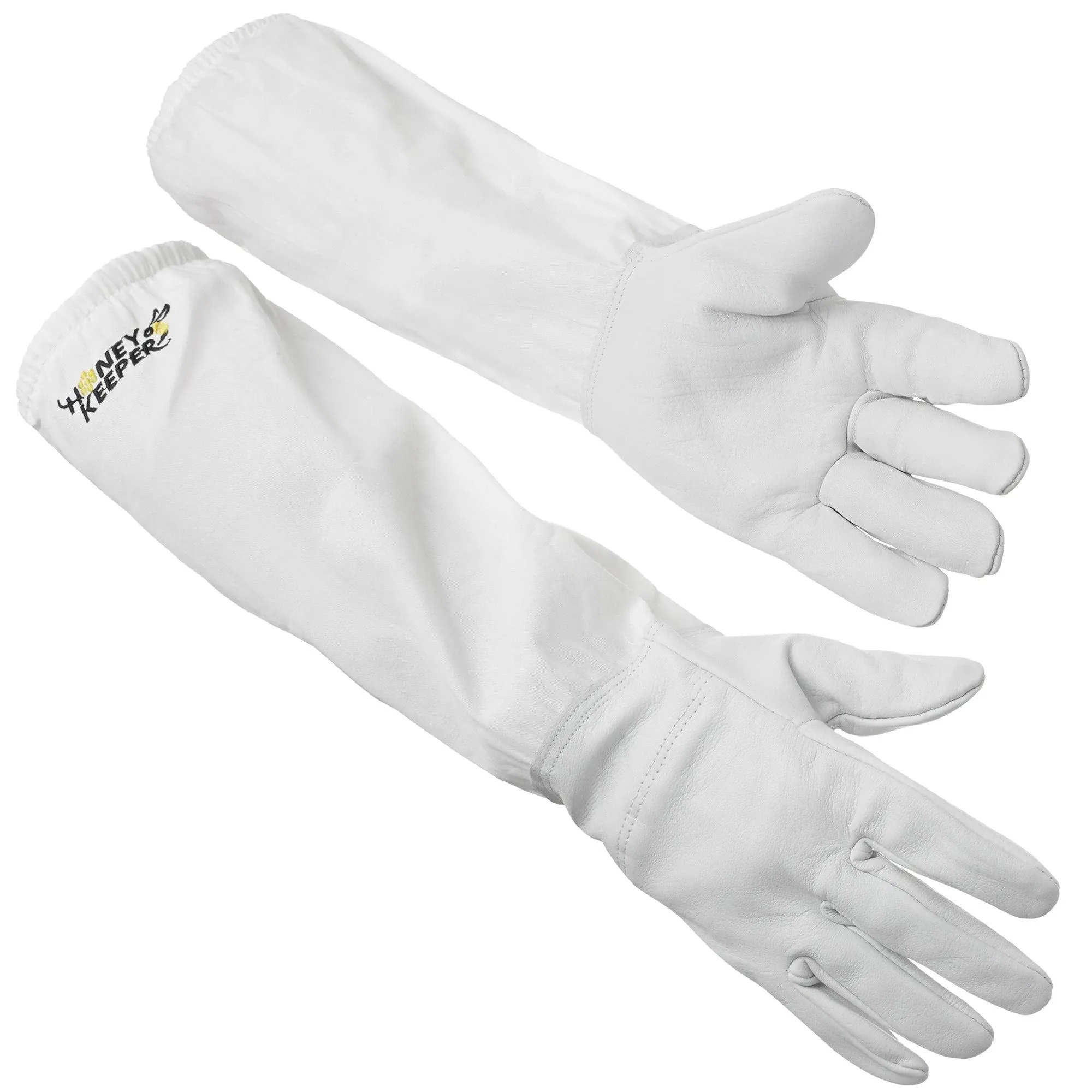 Honey Keeper Beekeeping Gloves, Large - Goatskin Leather with Canvas Sleeve and Elastic Cuff